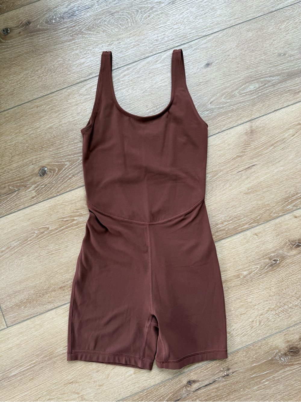 Aritzia Chocolate Brown Scoop-Neck Mini Romper